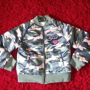 Girls army print jacket with matching hat size 7/8